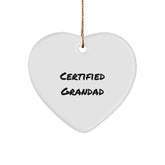 Funny Grandad Gifts - 'Certified Grandad' Heart Ornament for Men, White, 2.75'' Tall, Perfect for Christmas, Gifts from Family to Grandad - Image 1